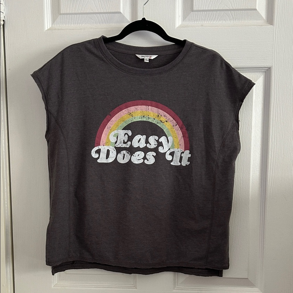Wildfox Easy Does It Rainbow T-Shirt Graphic Tee Sz Small Oversized